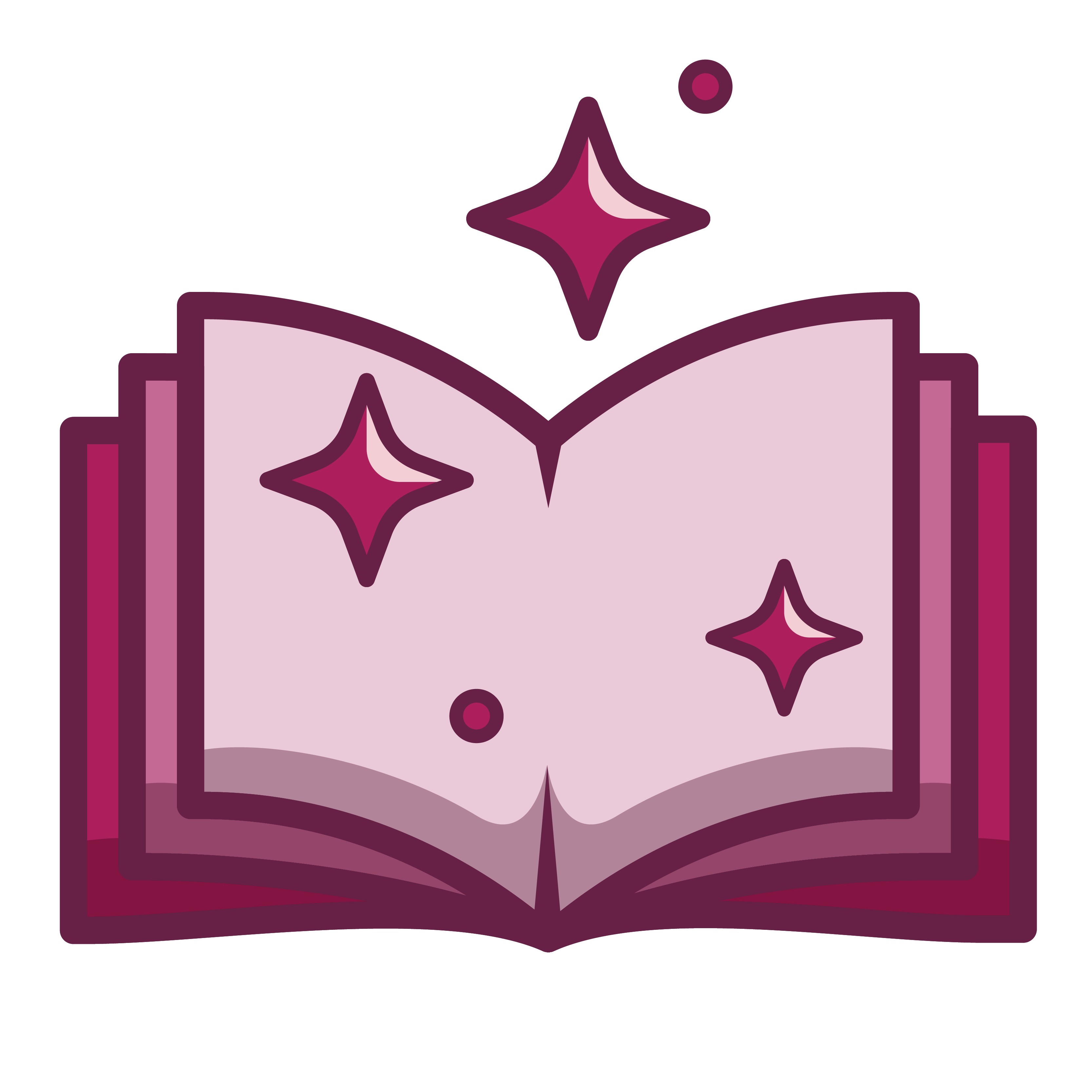 JoSTLE Logo of an open book with decorative stars 